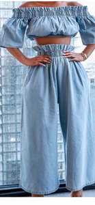 Off Shoulder Denim Set